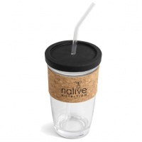 Kooshty Kork Glass Smoothie Kup & Straw - 480ml - Black